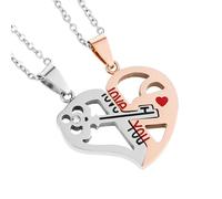 BESPORTBLE Collier Assorti de Cœur en Acier Inoxydable Pendentif Puzzle 1 Paire Couleur Rose Doré Collier de Couple pour Saint-Valentin Bijou Relation Petit Ami et Petite Amie