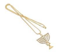 BESPORTBLE Collier avec Étoile de David Strass Bijou de Hanoukka pour Homme et Femme Pendentif Temple Doré