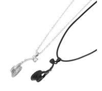 BESPORTBLE Collier de Couple Assorti Magnétique Pendentif Casque Musical 1 Paire Unisexe en Métal Finition Mate Gris Argenté et Noir Bijou Romantique pour Saint-Valentin et Occasions