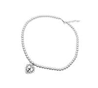 BESPORTBLE Collier De Perles Avec Pendentif Cœur Et Chaîne Croisée Collier Femme Simple Bijoux De Cou