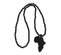 BESPORTBLE Collier en Bois Africain Pendentif Carte Continent Noir Chaîne de Perles en Bois 88 CM Accessoire Unique pour Hommes