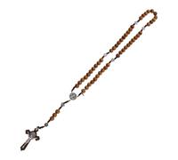 BESPORTBLE Collier en bois fait main pendentif croix crucifix pendentif ornement religieux ornement prière colliers pour femmes collier de perles chaîne de perles en bois collier croix Brown