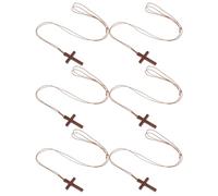 BESPORTBLE Collier Pendentif Croix en Bois Naturel 6 Pièces - Bijoux Chrétiens en Bois pour Homme et Femme Pendentif Religieux Léger pour Rétroviseur de Voiture Présents de Fête Chrétienne