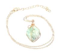 BESPORTBLE Collier Pendentif en Pierre de Cristal Naturelle Verte Pendentif Irrégulier en Fil Torsadé Collier Léger pour Femmes Décoration Élégante et Présent D’Anniversaire