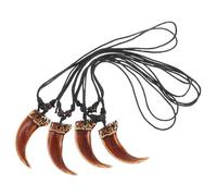 BESPORTBLE Collier Pendentif Fausse Dent en Résine Noir Cordon Ciré Ajustable Unisexe Bijoux Légers pour Hommes et Femmes Usage Quotidien Plage Voyage Lot de 4