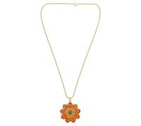 BESPORTBLE Collier Pendentif Fleur Lotus Vintage en Laiton Doré, Bijou Émail Artisanal Filigrane, Femme, Fête et Quotidien, Design Ethnique, Taille Moyenne, Couleur Or