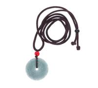 BESPORTBLE Collier Pendentif Jade Naturel pour Femmes Pendentif Donut Feng Shui Ethnique Vintage Sculpté Accessoire Élégant pour Prospérité