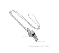 BESPORTBLE Collier Pendentif Sifflet En Acier Titane Avec Cristaux Scintillants, Collier Créatif Argenté Pour Femme, Accessoire Mode Quotidien Et Soirée, Pendentif Étoile Pentagramme Élégant