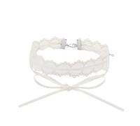 BESPORTBLE Collier Ras Cou en Dentelle Blanche Double Couche Longueur Réglable Élégant Accessoire pour Femme Fêtes