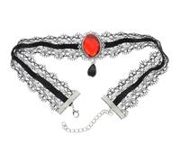 BESPORTBLE Collier Ras Du Cou Dentelle Punk Gothique Ajustable pour Femmes Style Vampire Pierre Rouge Accessoire Mode pour Soirées et Clubs