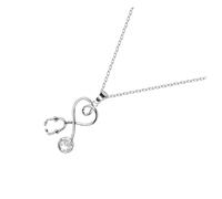 BESPORTBLE Collier Stéthoscope Créatif pour Femme Chaîne Clavicule Zircon Bijoux pour Médecins Infirmières et Blanc