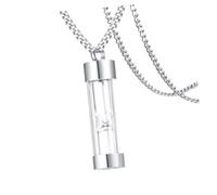 BESPORTBLE Collier Urne Acier Inoxydable et Verre Sablier pour Cendres Pendentif Ouvert Commémoratif Unisexe avec Chaîne Bijou Souvenir pour Garder les Cendres Proches Du Cœur