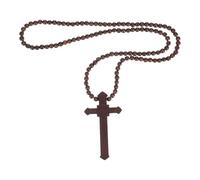 BESPORTBLE Colliers avec pendentifs en croix et perles en bois - Collier chapelet avec crucifix catholique pour homme et femme