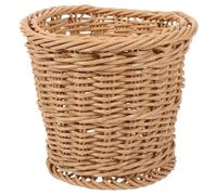 BESPORTBLE Corbeille à Papier Ronde en Faux Rotin Tressé 20 X 175 CM Poubelle de Salle de Bain Beige à Motif Floral Panier de Rangement Décoratif et Fonctionnel pour Bureau et Maison