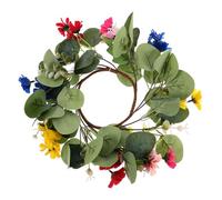 BESPORTBLE Couronne Artificielle de Petites Marguerites 25 CM Feuilles D’Eucalyptus Décoration de Bougie pour Porte Guirlande de Feuilles pour Mariage Fête et Intérieur Couleur Aléatoire