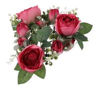 BESPORTBLE Couronne de Bougies Artificielles Rose Foncé, Anneau Floral Décoratif pour Centre de Table, Guirlande de Roses Réalistes pour Fête, Mariage et Décoration Intérieure, Résistant