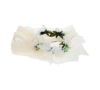 BESPORTBLE Couronne de Fleurs Blanche en Rotin Synthétique avec Voile de Mariée Bandeau Fleuri pour Accessoires Coiffure Mariage Demoiselle d'Honneur et Séance Photo Plage