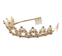 BESPORTBLE Couronne de Mariage Baroque en Strass Doré Clair Diadème Léger et Confortable pour Mariée et Demoiselle d'Honneur Accessoire Décoratif Élégant pour Cérémonie Fête et