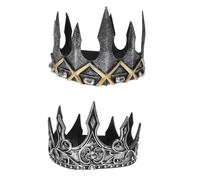 BESPORTBLE Couronne De Roi Médiévale 2 Pièces Couvre-chef Royal En Mousse Couronnes De Roi Royal Couronne De Prince Diadème Pour Halloween Cosplay Et Représentations Sur Scène Gris Foncé