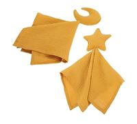 BESPORTBLE Couvertures De Sécurité Bébé 2 Pièces En Coton 30x30 Cm Étoiles Et Lune Jaune Apaisantes Jouet Doudou Pour Berceau Sommeil Rassurant Bébé