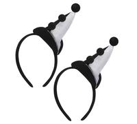 BESPORTBLE Couvre-Chefs de Clown Pelucheux Bandeaux Noirs et Blancs Lot de 2 pour Carnaval, Halloween et Fêtes Déguisement Garçons et Adultes