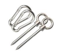 BESPORTBLE Crochet de hamac en Acier Inoxydable 4 Pièces Kit de Suspension pour hamac Mousquetons pour hamac avec Anneaux Argent pour Jungle Hammock et Wooden Set