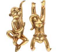 BESPORTBLE Crochets Muraux 3D sans Clous 2 Pcs en Résine Dorée Forme Singe Crochets Polyvalents pour Porte Salle de Bain Cuisine Accessoires Décoratifs pour Maison et Bureau