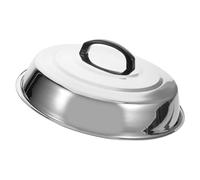 BESPORTBLE De Fonte De Plaque Chauffante 36 Cm en Acier Inoxydable Grand Couvercle De Badigeonnage Rond Couvercle De Cuisson À La De Fromage Couvercle pour Grill À Dessus Plat