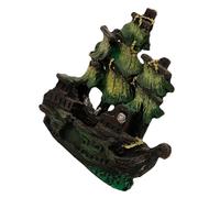 BESPORTBLE Décoration Aquarium Épave de Bateau Pirate en Résine Petite Figurine Voilier Cachette pour Poissons Betta et Crevettes Ornement Marin Compatible Eau Douce et Eau de Mer Décor