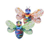 BESPORTBLE Décoration Murale Abeille en Métal Lot de 2 Pièces Colorées Pendentif Mural en Décoration Extérieure et Intérieure pour Jardin Clôture Salon Chambre