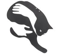 BESPORTBLE Décoration Murale En Fer Forme Chat Câlin Suspendue Pour Intérieur Et Extérieur, Ornement Artistique Noir, Silhouette Épaisse Et Minimaliste, Décoration Jardin Patio Déco Murale