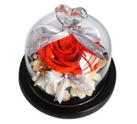 BESPORTBLE Décoration Rose Éternelle sous Cloche en Verre Base Stable Ornement Romantique Saint-Valentin Fleurs Immortelles Présentées en Coffret Unique Couleur Couleur Aléatoire