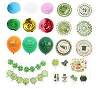 BESPORTBLE Décoration Saint Patrick Set avec Ballons et Bannière Papier Accessoires de Fête Shamrock pour Gâteaux et Centres de Table pour Intérieur et Extérieur