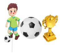 BESPORTBLE Décorations de Gâteau Football Réutilisables pour Anniversaire Set avec Trophée et Ballon Plastique Compatibles Formats pour Fêtes à Thème Football et Photos Souvenirs
