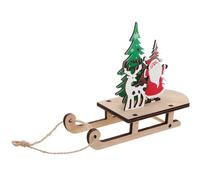 BESPORTBLE Décorations de Noël en Bois 4 Pièces - Modèle Réduit de Traîneau Bonhomme de Neige et Renne - Ornement Suspendu pour Sapin Centre de Table de Noël Décoration Intérieure et