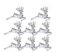 BESPORTBLE Décorations de Noël Suspendues en Acrylique Transparent Lot de 8 Pendentifs Élans de Noël Ornement Sapin Lumineux et Réaliste Décoration Festive Intérieure et Présent de Fête