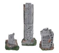 BESPORTBLE Décorations pour Aquarium en Résine 3 Pièces Maquette Bâtiments en Ruine Urbains Réalistes Petits Abris Cachette pour Poissons et Crevettes, Décor de Château Antique pour
