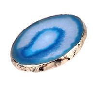 BESPORTBLE Dessous de Verre Ronds en Pierre D’Agate Naturelle 70-80 MM Bordure Plaquée Or Dessous de Verre Géométriques Créatifs Isolants Thermiques pour Maison Couleur Couleur Aléatoire