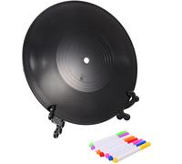 BESPORTBLE Disque Vinyle Simulé DIY 30 Cm Socle en Bois et 8 Feutres Colorés pour Décoration de Table, Peinture Graffiti Personnalisée, Déco Table Fête et Création Artistique