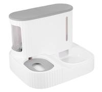 BESPORTBLE Distributeur Automatique d'eau Nourriture par Gravité pour Chats et Petits Chiens, Bol Amovible Gris Anti-Renversement Fenêtre de Contrôle, Capacité Adaptée pour Usage Quotidien