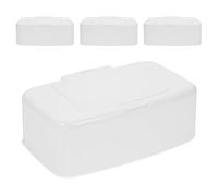 BESPORTBLE Distributeur de Lingettes Humide Réutilisable Blanc avec Couvercle Hermétique, Compact et Portable, Lot de 4, Boîte de Rangement Pratique pour Bureau, Salle de Bain et Voyage,