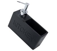 BESPORTBLE Distributeur de Savonnette Liquide Multifonction avec Porte-Éponge Intégré Flacon à Pompe 450 Ml en Plastique Noir Cuisine et Lavage des Mains Étanche et Facile à Presser