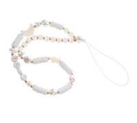 BESPORTBLE Dragonne de téléphone portable à perles, bijoux de téléphone créatifs en argile polymère blanche avec lune et étoile, pour et appareil photo, anniversaire