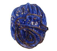 BESPORTBLE écharpe turban doublé de satin dames turbans couverture de cheveux fleur de turban foulard femme hair charms chèche bonnets de sommeil élastiques bonnets de sommeil en tissu Blue