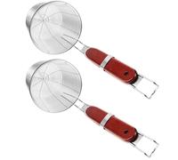 BESPORTBLE Écumoire Araignée en Acier Inoxydable 13,6 Pouces Manche en Bois Ergonomique et Trou Suspendre pour Égoutter Pâtes et Raviolis la Maison Restaurant