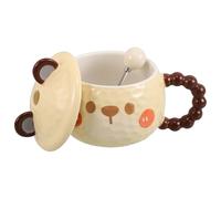 BESPORTBLE Ensemble 1 Tasse en Céramique avec Couvercle et Cuillère, Mug Café Kawaii à Motif Chien Cartoon, Petite Tasse à Thé Décorative pour Maison et Bureau, Présent Original