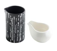 BESPORTBLE Ensemble 2 Pièces Pichets à Lait en Céramique Blanche Points Noirs Récipient Multifonction pour Sauces Miel et Café Ustensile la Cuisine Petit-Déjeuner Compatible Usages