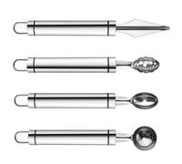BESPORTBLE Ensemble 4 Pièces D’outils de Sculpture de Fruits en Acier Inoxydable 304 Cuillères à Melon et Boules à Fruits Cuisine Accessoires Polyvalents pour Découpe et Décoration de Frais