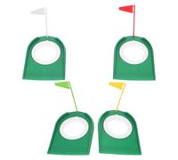 BESPORTBLE Ensemble 4 Trous de Putting Golf en Plastique Drapeaux Triangulaires Blanc, Jaune, Rouge et Vert Coupe D'entraînement Portable pour Intérieur et Extérieur, Accessoire Pratique