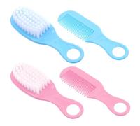 BESPORTBLE Ensemble Brosse et Peigne pour -Né - Brosse de Massage Douce et Peigne Fin - Poils Souples pour Cuir Chevelu Sensible - 2 Pièces Bleu et Rose - Soin Cheveux Bébé et Nourrisson